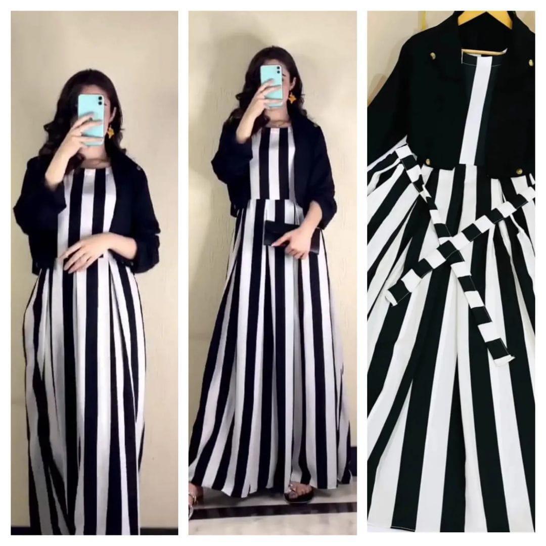 Chic Printed Maxi & jacket Set - 2 Pcs Women's Stitched Slik Ensemble